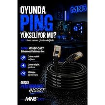 M109f Cat7 Kablo 20 Metre/bakır Tel-10gbps-50 Mikron Altın Kaplama/20 Metre Cat7 Ethernet Kablosu M109f Cat7, Sıyah, 20 Metre