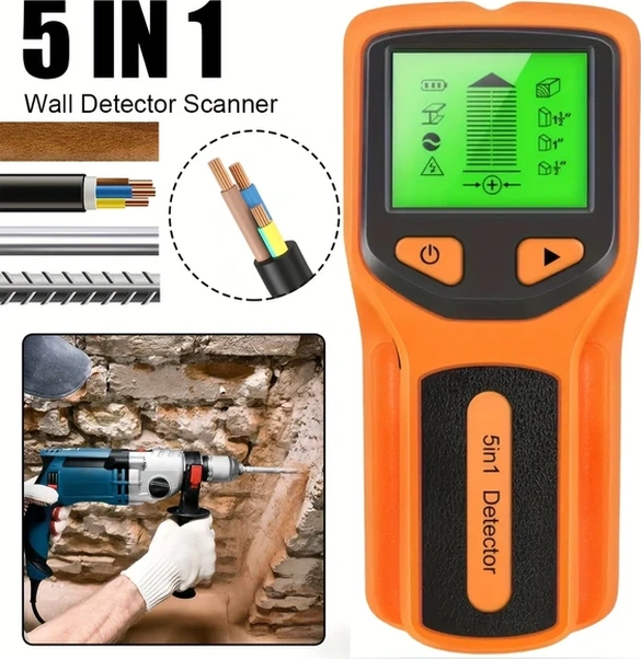 Willowhaven 1 Adet 5 İn 1 Led Ekranlı El Dedektörü Metal Ahşap Kablosuz Matkap Güvenli