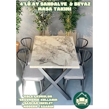 Beyaz 70x110 Cm X Ayak Masa Ay Sandalyeli Masa Takımı