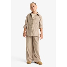 Defacto Kız Çocuk Wide Leg Beli Lastikli Geniş Paça Pantolon F3845a825wnbg731 Bej-bg731