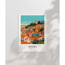Çerçevesiz Poster Renkli Sintra Evleri Minimalist