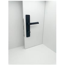 Piramit Siyah Lüx Kare Aynalı Wc Banyo Kapı Kolu Sol Basar 1 Takım