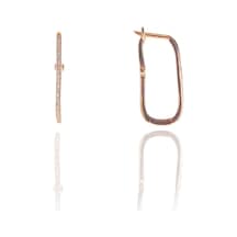 Gümüş Rose Zirkon Taşlı Sade Göçmen Küpe N11.48532