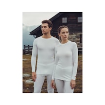 Blackspade Vücuda Oturan İçlik Unisex Termal Uzunkol Tişört Bisiklet Yaka, 2. Seviye Isı Koruma-9259 Beyaz