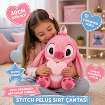 30 Cm Stitch Peluş Sırt Çantası Yumuşacık Peluş Çanta Sevimli Tasarım Günlük Ve Hediye Pembe Çok Renkli