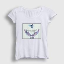 Presmono Kadın Smoke Imagine Dragons T-shirt Beyaz