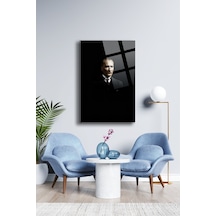 Atatürk Cam Tablo Portre Cam Tablo Duvar Dekoru Atatürk Portresi Kırılmaz Cam Solmaz Baskı 036