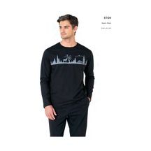 Pierre Cardin 6104 Erkek Uzun Kollu Bisiklet Yaka Pijama Takımı-siyah Siyah