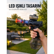 Lb Şarjlı Otomatik Su Tabancası 8-12 Metre Menzilli Led Işıklı Büyük Su Hazneli Çok Renkli