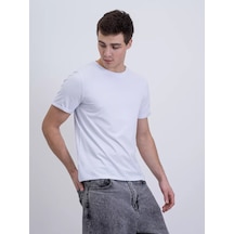 Modalına Beyaz Pamuklu Düz Renkli Basic Tişö 201775924 Beyaz