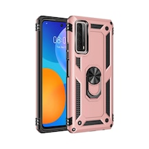 Huawei P Smart 2021 Kılıf Sofya Yüzüklü Silikon Kapak - Rose