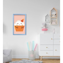 Bk Home Sevimli Muffin Tasarımlı Dekoratif Mavi Ahşap Çerçeveli Ç (551087414)