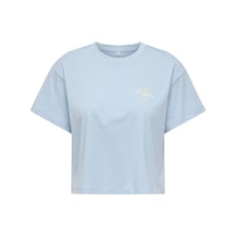 Only Onlannbel S/s Boxy Crop Tee Jrs Kadın Mavi T-shirt - 15348981