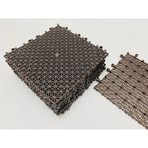 Plastik Kırılmaz Yer Karosu Zemin Kaplaması Kahve 1 M2 16 Adet Kahverengi