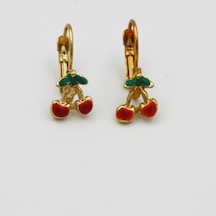 Gold Vip Vintage Tasarım Küpe Taşsız Kiraz Çok Renkli