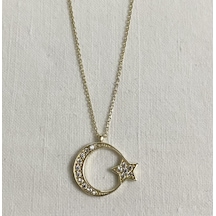 Bydevli Ay Yıldız Altın Kolye bbyd335