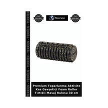 Premium Toparlanma Aktivite Kas Gevşetici Foam Roller Tırtıklı Masaj Rulosu 30 Cm Siyah - Sarı