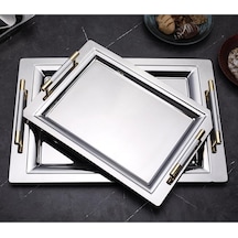 Mercan Silver 2'li Ikramlık Sunumluk Servis Ve Çay Tepsisi