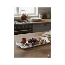 Melamin Mermer Desenli Mini Servis Tepsisi - 20x14 Cm - Kahve & Çay Sunum Tabağı Çok Renkli