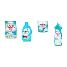 Aquabor Doğal Mineralli 4 Kg Beyaz + Sıvı Renkliler + Tablet + Elde Bulaşık 4 Lü Set