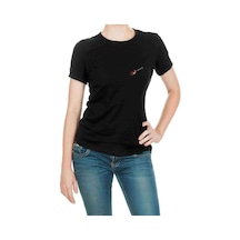 Gitar Gibson Baskılı Siyah Kadın Tshirt