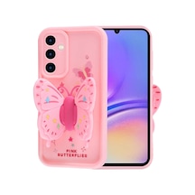 Samsung Galaxy A05s Uyumlu Kanatlı Kelebek Figürlü Standlı Kadın Telefon Kılıfı Kapak