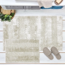 Soft Line 2'li Banyo Paspası - Krem - 60x90 Cm + 45x60 Cm Renkli