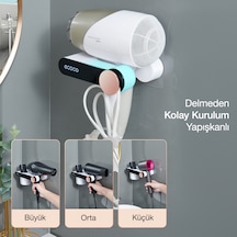 Ecoco Duvara Yapışkanlı Saç Kurutma Makinesi Tutacağı Beyaz