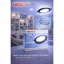 Hero 8w Beyaz Işık - Siyah Kasa Backlıght Led Panel Beyaz Işık Hl-3151b Beyaz