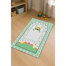 Su Yeşili Harfli Unisex Çocuk Seccadesi Cs27n11