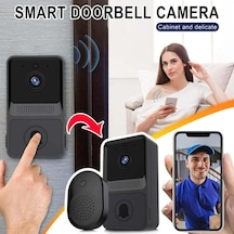 Kangvka Z20 Siyah Akıllı Düşük Enerji Wifi Görüntülü Kapı Zili - Telsiz, Şarj Edilebilir Dahili Pil Ve Standart Ding Dong Fonksiyonu