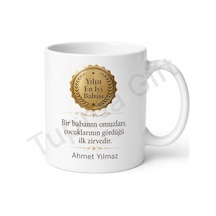 Yılın En İyi Babası Ödülü Temalı Kupa Bardak Babalar Günü Hediyesi Beyaz / Çok Renkli