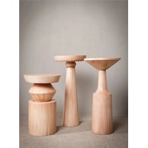 3'lü Fiskos Yan Sehpa Timeless Mantar Sehpa - Mushroom Table 3 Pieces Ahşap