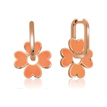 Himarry Gümüş Fosforlu Turuncu Yonca Küpe 1.50 CM-Gümüş