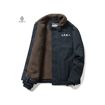 Erkek Kışlık Kalın Kürk Yakalı Polar Ceket Yeşil