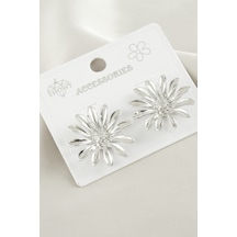 Ayçiçeği - 474 - Metal Küpe - Edntrend - Gümüş Rengi