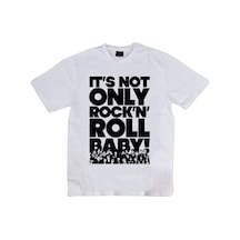 Stoned&Fame Rock And Roll Baskılı T-shirt Beyaz