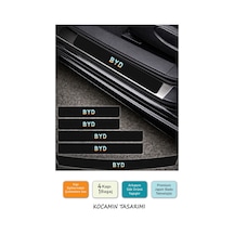 Byd Yazılı Karbon Kapı Eşiği Koruyucu Seti 5 Parça Renkli Baskılı Karbon Folyo Araç Koruma