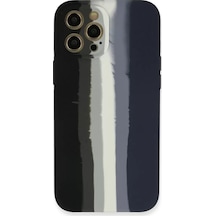 Newface Apple Apple iPhone Uyumlu  12 Pro Kılıf Ebruli Lansman Silikon - Siyah-lacivert