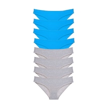 8 Adet Eko Set Likralı Kadın Slip Külot Gri Ve Mavi Çok Renkli