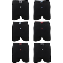 Tutku Penye Düz Boxer 117 6'Lı Paket | Siyah