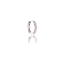 Baget Taşlı Halka Gümüş Küpe-326 Silver