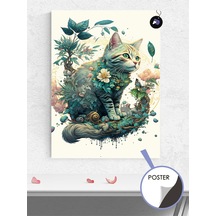 Kedi Ve Doğa Hayvan Poster - Afiş - Dekoratif Duvar Posteri