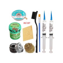 Relıfe Rl-402 Krem Lehim 183 C 40gr Havya Uç Temizleyici Seti Flux Lehim Toplama Cp-3515 Emme Teli Fırça Set02