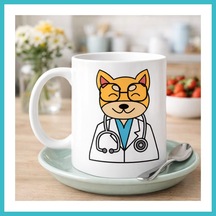 Bezos Doktor Kedi Tasarımlı Porselen Kupa Model 174 Sevimli Veteriner / Doktor Kedi Kahve Kupası Kedi Severlere Ve Sağlık Çalışanlarına Hediye Dfnbez Diğer
