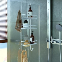 Teknotel 3Kat Asmalı Banyo Duşakabin Duş Rafı Mat Beyaz Bk066 Çok Renkli