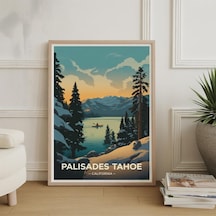 Palisades Tahoe Kayak Merkezi Posteri, Vintage Alp Macerası Duvar Sanatı