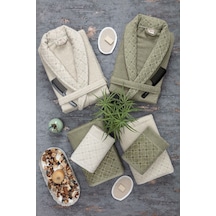 Güvenal Hayal 12 Parça Kutulu Jakarlı Bornoz Takımı Bornoz Havlu & Havlu Seti Banyo Çeyiz Seti 2 Çok Renkli