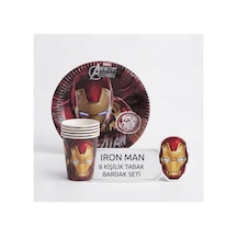 Avengers Iron Man Temalı Doğum Günü Parti Seti - 8 Kişilik Tabak Ve Bardak Seti Kırmızı Tüm Yaşlar