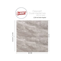 60x60 Cm Kendinden Yapışkanlı Duvar,banyo,tezgah Arası Gri Mermer-6 Adet 8808-60-6